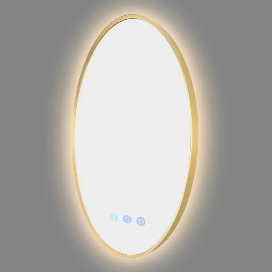 900mm Backlit Yellow Gold Frame Round LED Mirror with Motion Sensor Switch