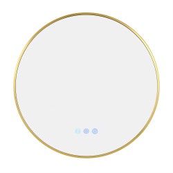700mm Backlit Yellow Gold Frame Round LED Mirror with Motion Sensor Switch