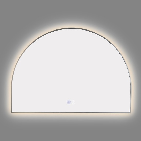 1200x850mm Backlit Gunmetal Grey Frame Arched LED Wall Mirror Demister Function
