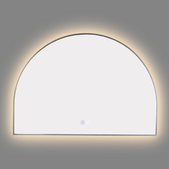 1200x850mm Backlit Gunmetal Grey Frame Arched LED Wall Mirror Demister Function