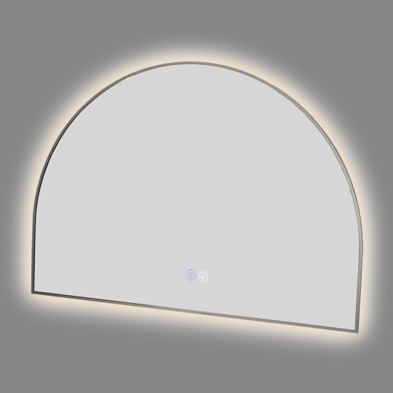 1200x850mm Backlit Gunmetal Grey Frame Arched LED Wall Mirror Demister Function