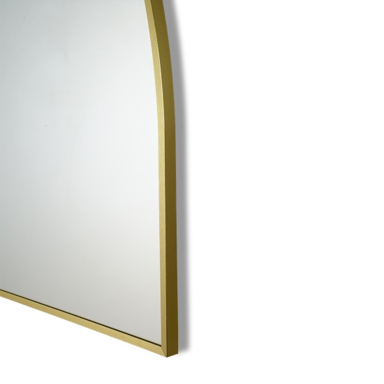 1200x850mm Backlit Brushed Yellow Gold Frame Arched LED Wall Mirror Demister