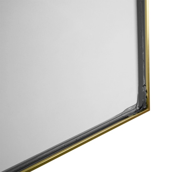1200x850mm Backlit Brushed Yellow Gold Frame Arched LED Wall Mirror Demister