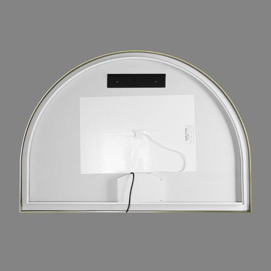 1200x850mm Backlit Brushed Yellow Gold Frame Arched LED Wall Mirror Demister