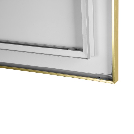 1200x850mm Backlit Brushed Yellow Gold Frame Arched LED Wall Mirror Demister
