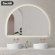 1200x850mm Backlit Brushed Yellow Gold Frame Arched LED Wall Mirror Demister