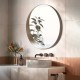 900mm Round Bathroom Vanity Decor MDF Frame Wall Mirror 2 Bracket Storage Shelf Half Moon Border