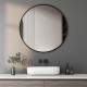 800x800x20mm Black Aluminum Framed Round Bathroom Wall Mirror