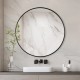 800x800x20mm Black Aluminum Framed Round Bathroom Wall Mirror