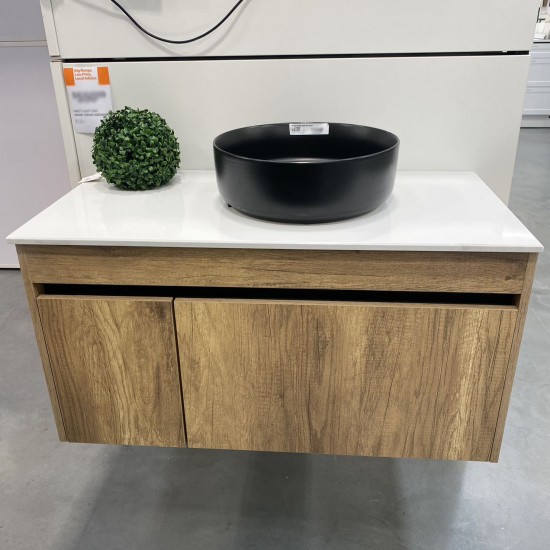 BC13 1200X460X460MM PLYWOOD WALL HUNG VANITY - LIGHT OAK WITH CERAMIC TOP