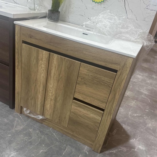 BC7 900mmx460mmx850mm Plywood Floor Standing Vanity with Ceramic Basin