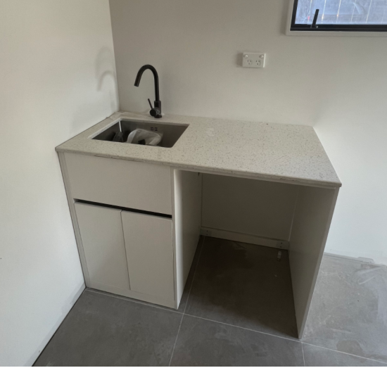 1200MM White Laundry Tub-Plywood Cabinet&Marble Bench with Sink