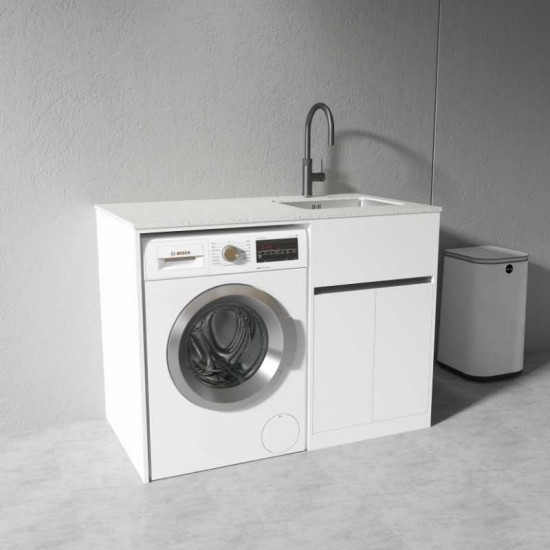 1200MM White Laundry Tub-Plywood Cabinet&Marble Bench with Sink