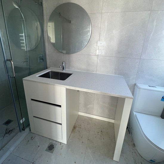 1500MM White Laundry Tub-Plywood Cabinet&Marble Bench with Sink
