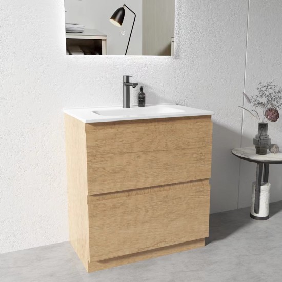 LX 750mm Plywood Floor Standing Vanity With Ceramic Basin