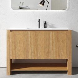 MK 1200x460x860mm Light Oak Floor Standing Vanity with Ceramic Basin