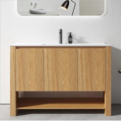 MK 1200x460x860mm Light Oak Floor Standing Vanity with Ceramic Basin