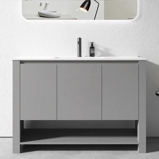MK 1200x460x860mm Grey Floor Standing Vanity with Ceramic Basin