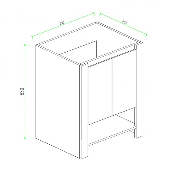 MK 600x460x860mm Grey Floor Standing Vanity with Ceramic Basin