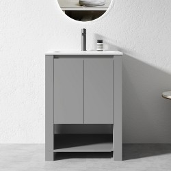 MK 600x460x860mm Grey Floor Standing Vanity with Ceramic Basin