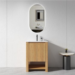 MK 600x460x860mm Light Oak Floor Standing Vanity with Ceramic Basin