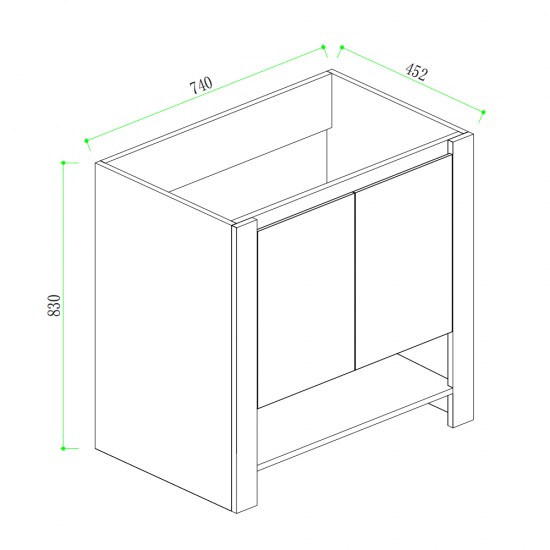 MK 750x460x860mm Grey Floor Standing Vanity with Ceramic Basin