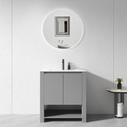 MK 750x460x860mm Grey Floor Standing Vanity with Ceramic Basin