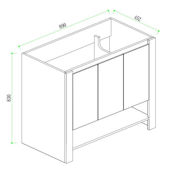 MK 900x460x860mm Grey Floor Standing Vanity with Ceramic Basin