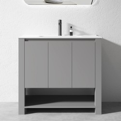 MK 900x460x860mm Grey Floor Standing Vanity with Ceramic Basin