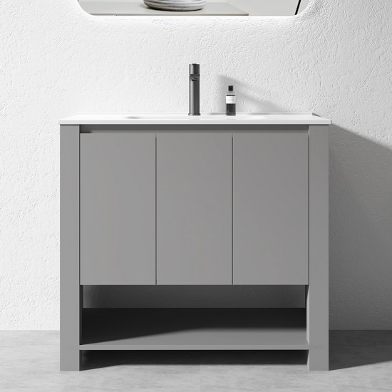 MK 900x460x860mm Grey Floor Standing Vanity with Ceramic Basin