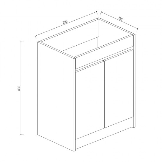 SM 600mmx360mmx850mm Plywood Floor Standing Vanity with Ceramic Basin