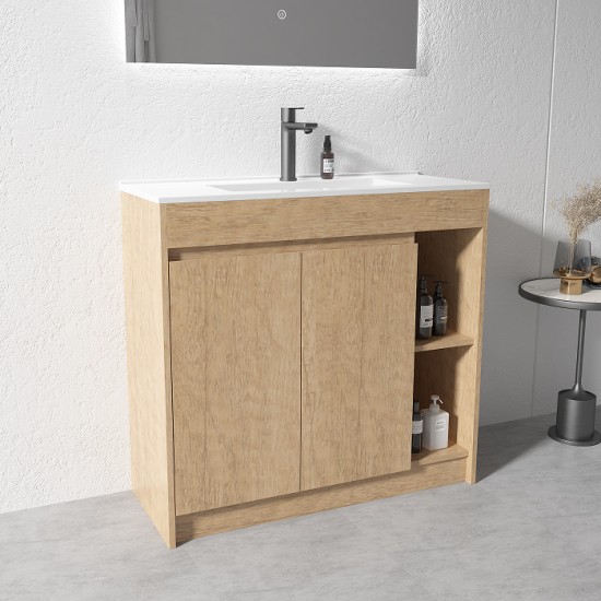 SM 900mmx360mmx850mm Plywood Floor Standing Vanity with Ceramic Basin