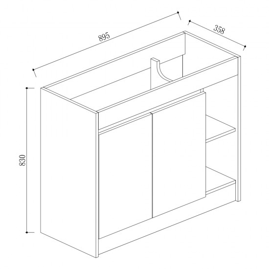 SM 900mmx360mmx850mm Plywood Floor Standing Vanity with Ceramic Basin