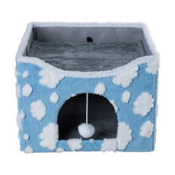 Sky Patter Double-Layer Cat House with Scratching Mat Foldable Enclosed Cat Cave Pet Cube House Nest for Indoor