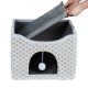 Gray Diamond Pattern Double-Layer Cat House with Scratching Mat Foldable Enclosed Cat Cave Pet Cube House Nest for Indoor