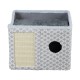 Gray Diamond Pattern Double-Layer Cat House with Scratching Mat Foldable Enclosed Cat Cave Pet Cube House Nest for Indoor
