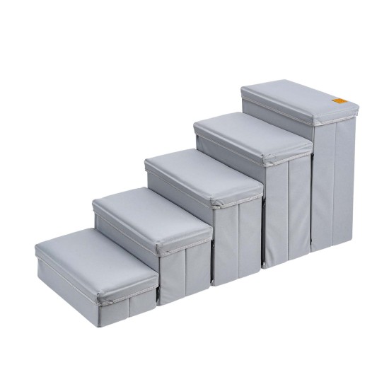 5 Steps Foldable Storage Stairs Steps For Small Dogs Cat Pet Climbing Ladder Suitable For High Beds Couch Sofa