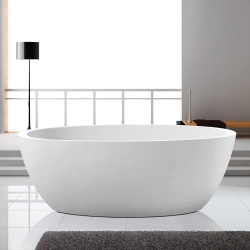 1500x820x580mm Matt White Oval Bathtub Freestanding Acrylic Apron Bath Tub