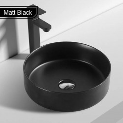 355*355*120mm Bathroom Round Above Counter Matt Black Ceramic Wash Basin