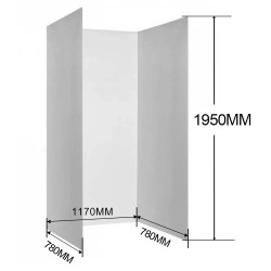 3 Sides 800*1200*800mm 1950mm Height Acrylic Shower Wall Liner