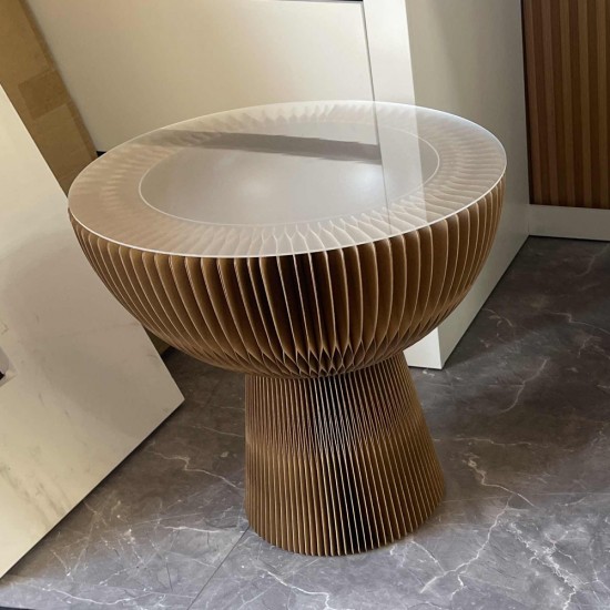 Portable Folding Kraft Paper Bouquet Table Side Corner Table Sofa Side Cabinet Nightstand Brown