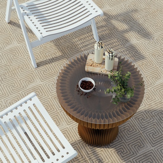 Portable Folding Kraft Paper Bouquet Table Side Corner Table Sofa Side Cabinet Nightstand Brown