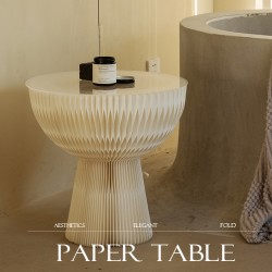 Portable Folding Kraft Paper Bouquet Table Side Corner Table Sofa Side Cabinet Nightstand White