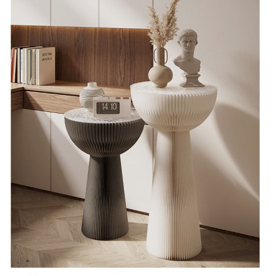 Portable Folding Kraft Paper Bouquet Table Side Corner Table Sofa Side Cabinet Nightstand White