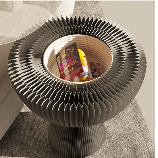 Portable Folding Kraft Paper Bouquet Table Side Corner Table Sofa Side Cabinet Nightstand White