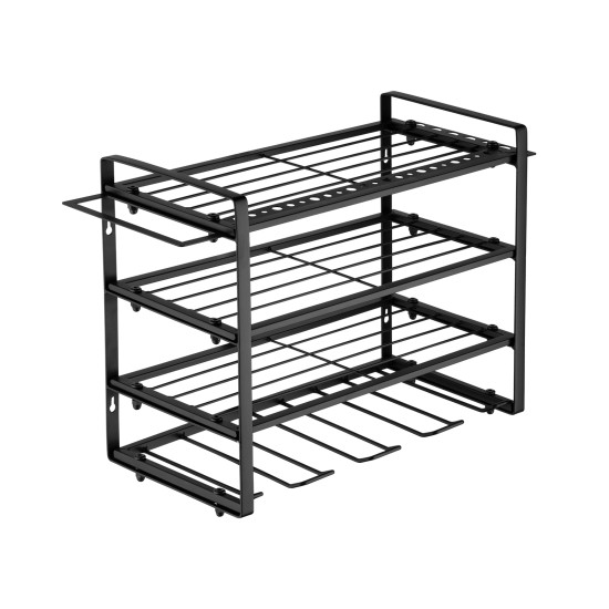 4-Tier Wall-Mounted Power Tool Organizer & Drill Holder Rack, Heavy-Duty Carbon Steel Garage Storage for Cordless Drills