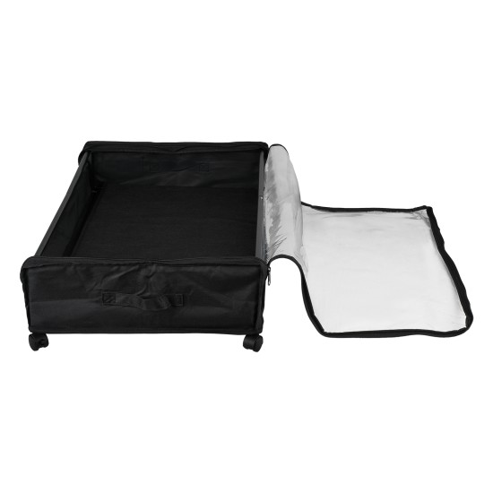 2 PCS Under Bed Storage Containers with Wheels with Clear Lids Rolling Trolley Box Organizer for Shoes Clothes Blankets Black