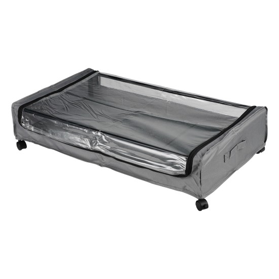 2 PCS Under Bed Storage Containers with Wheels with Clear Lids Rolling Trolley Box Organizer for Shoes Clothes Blankets Grey