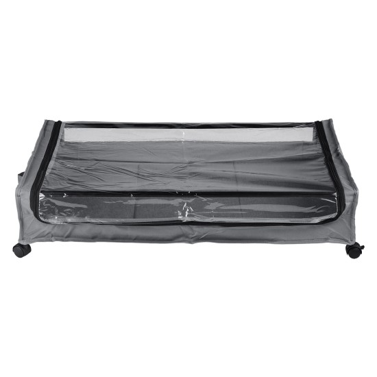 2 PCS Under Bed Storage Containers with Wheels with Clear Lids Rolling Trolley Box Organizer for Shoes Clothes Blankets Grey