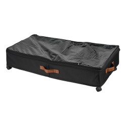 Height Adjustable Under Bed Storage Containers with Wheels Visible Cover Rolling Trolley Box Organizer for Shoes Clothes Blankets Black